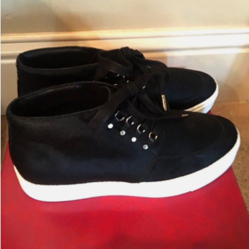 Joie Calf Pony Hair Black Platform Mid Top Sneaker